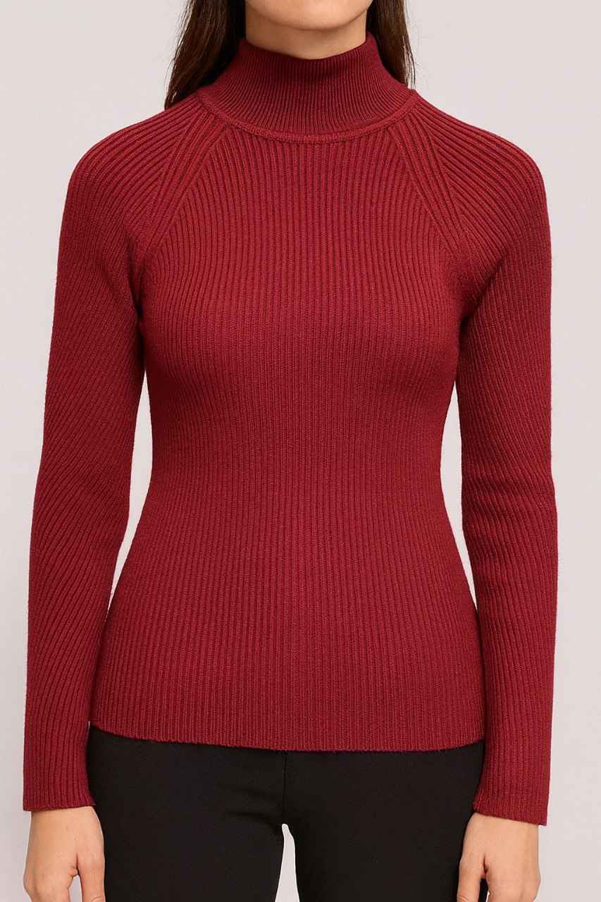 Ribbed High-Neck Sweater