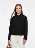 Short Jacket with Stand Collar and Front Buttons