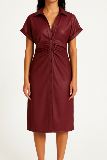 Faux Leather Shirt Dress – Chic, Confident & Timeless Elegance