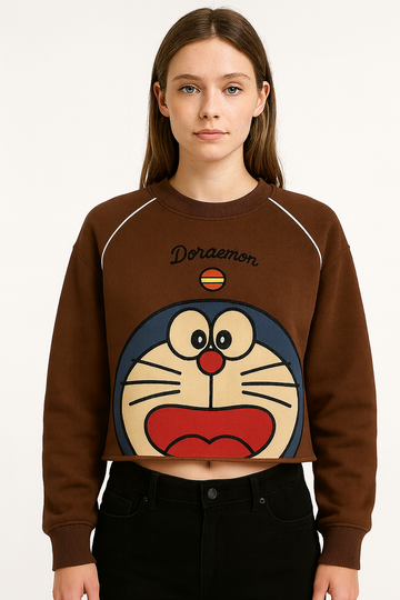 Cropped Graphic Sweatshirt with Character Motif