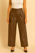 High-Waist Faux Leather Wide-Leg Pants