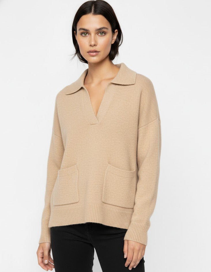 Collared Knit Sweater with Front Pockets – Soft, Cozy & Effortlessly Chic