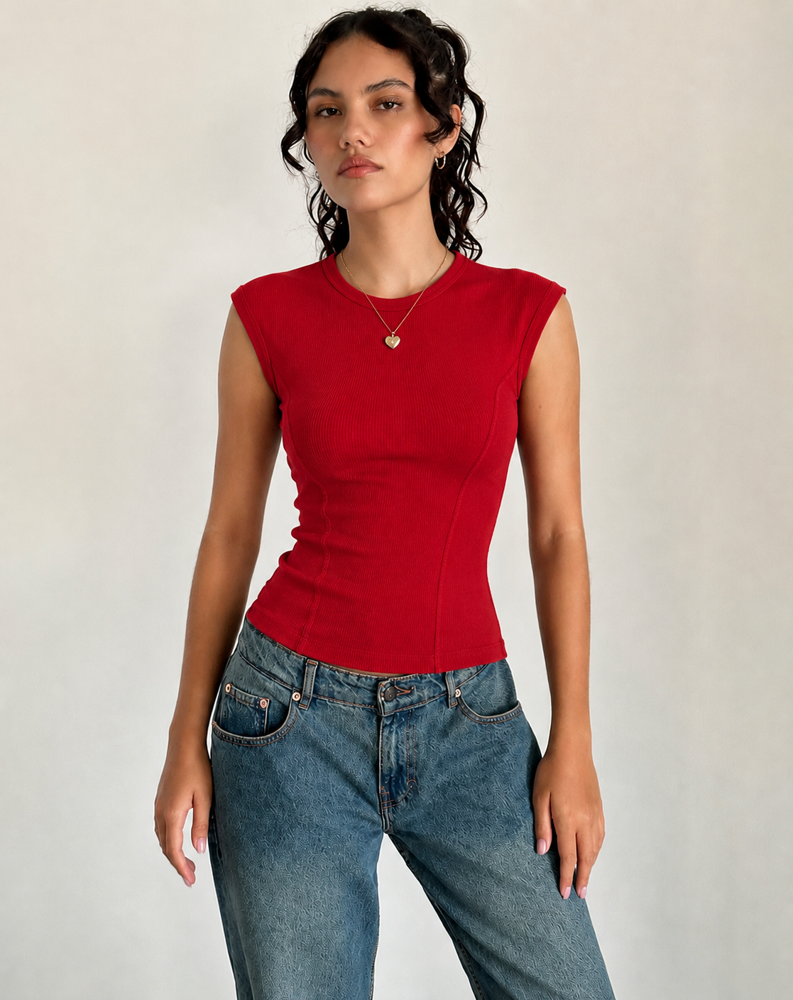 Ribbed Sleeveless Fitted Top – ONE MORE women's top – view 5