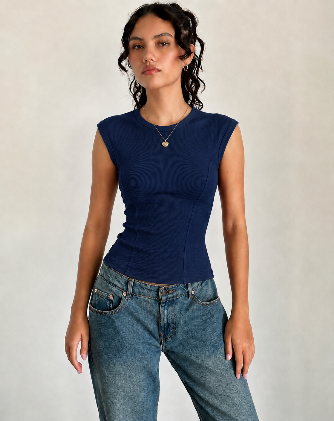 Ribbed Sleeveless Fitted Top – ONE MORE women's top – view 7