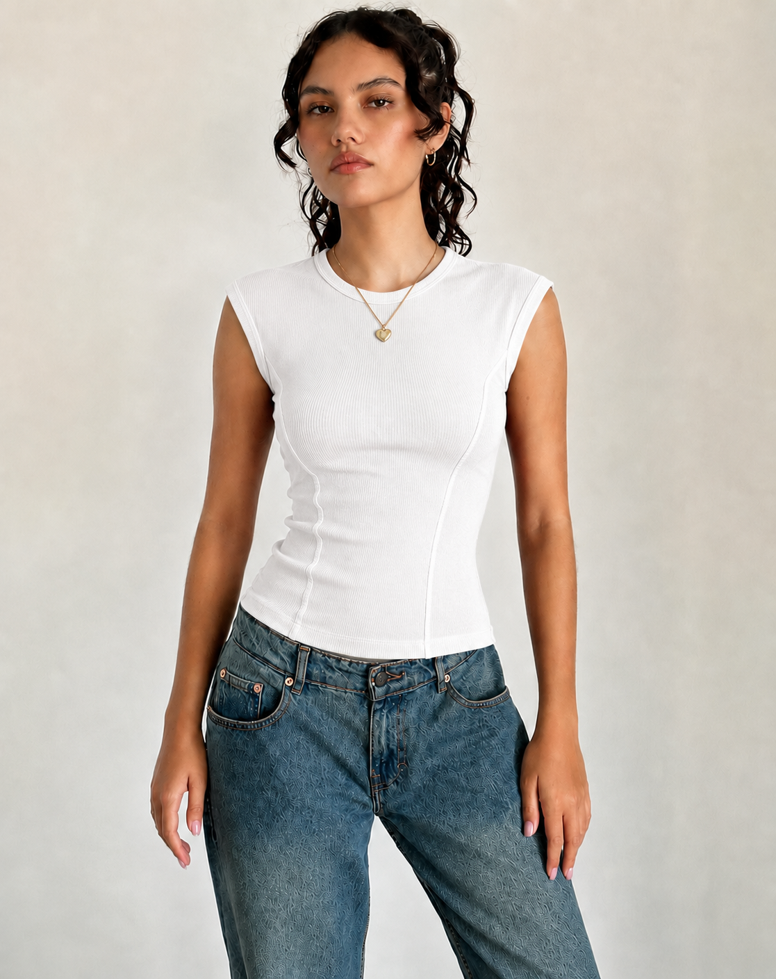 Ribbed Sleeveless Fitted Top – ONE MORE women's top – view 3