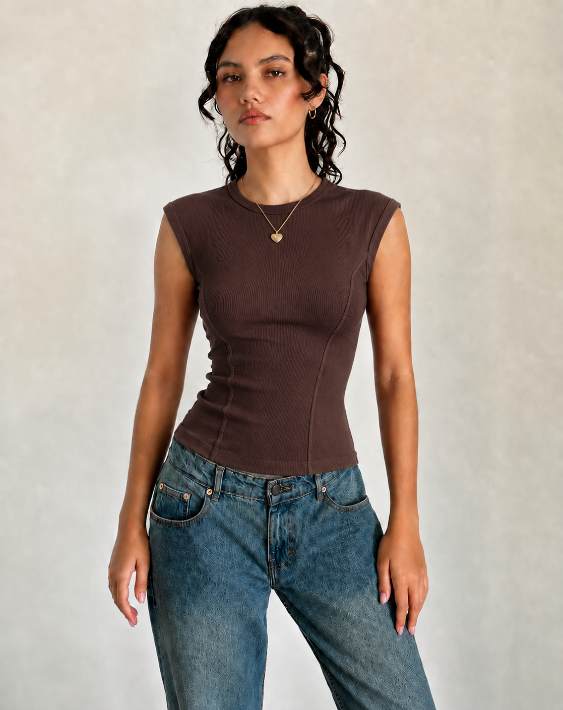 Ribbed Sleeveless Fitted Top – ONE MORE women's top – view 4