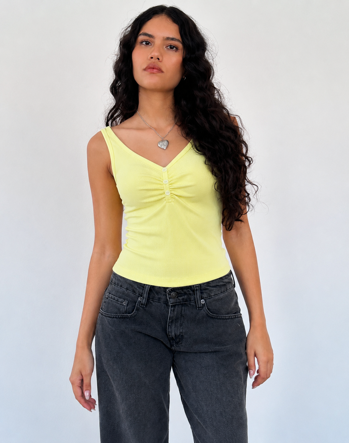 Ruched Button Tank Top – ONE MORE women's top – view 2