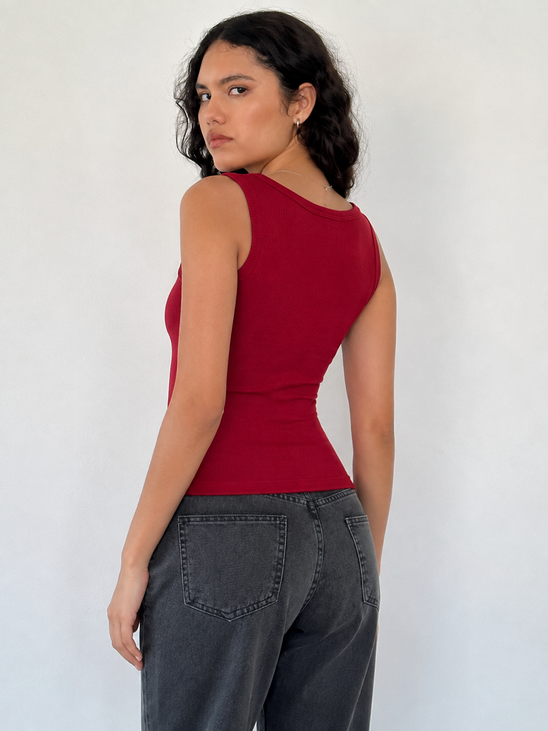 Ruched Button Tank Top – ONE MORE women's top – view 10