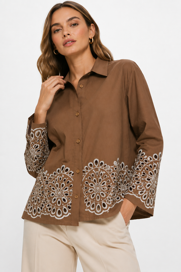 Eyelet Embroidered Relaxed Shirt