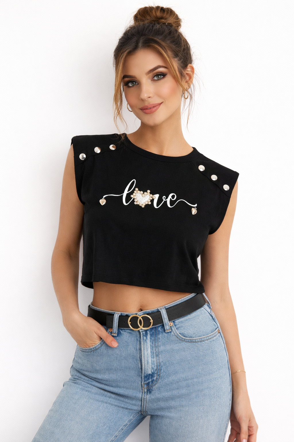 Love Embellished Crop Top