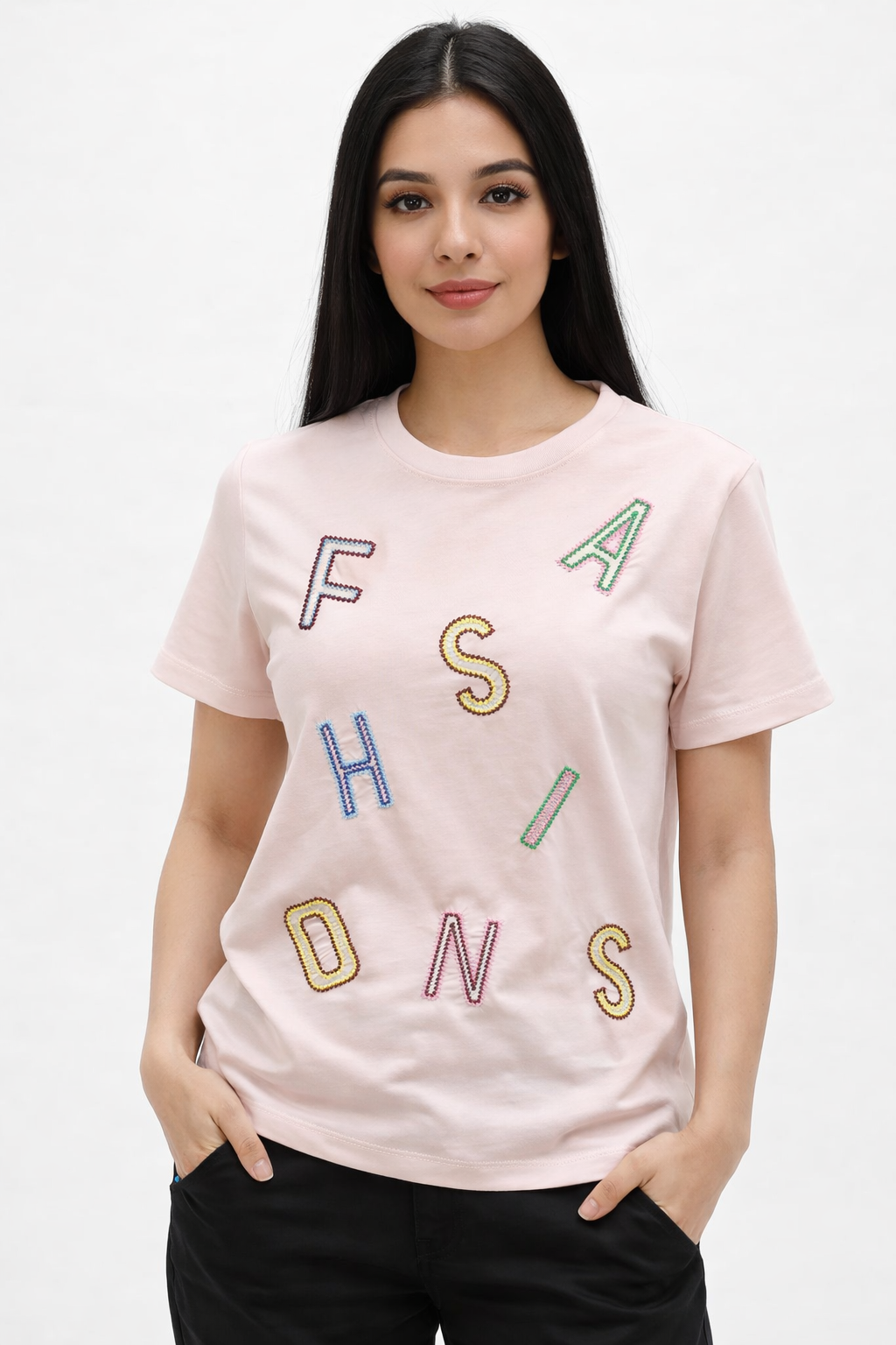 Embroidered Letter T-Shirt