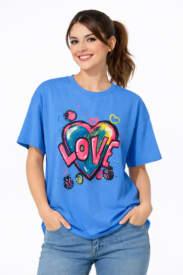 Love Heart Graphic T-Shirt – Bold & Colorful Casual Tee