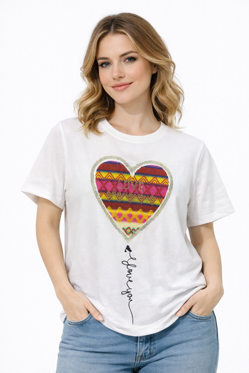 Graphic Heart T-Shirt Women – Casual Cotton Tee