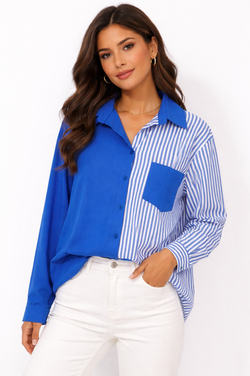 wo-Tone Solid & Striped Shirt