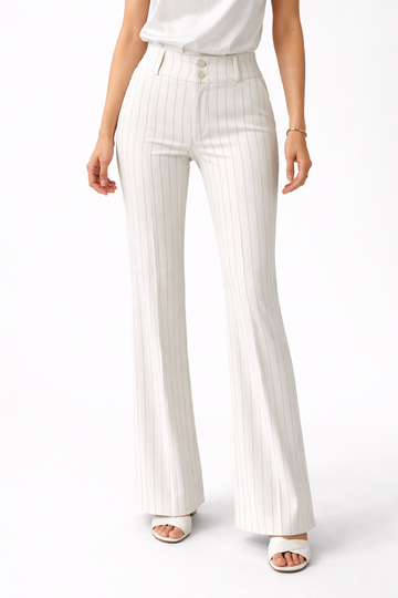 Pinstripe High-Waist Bootcut Pants
