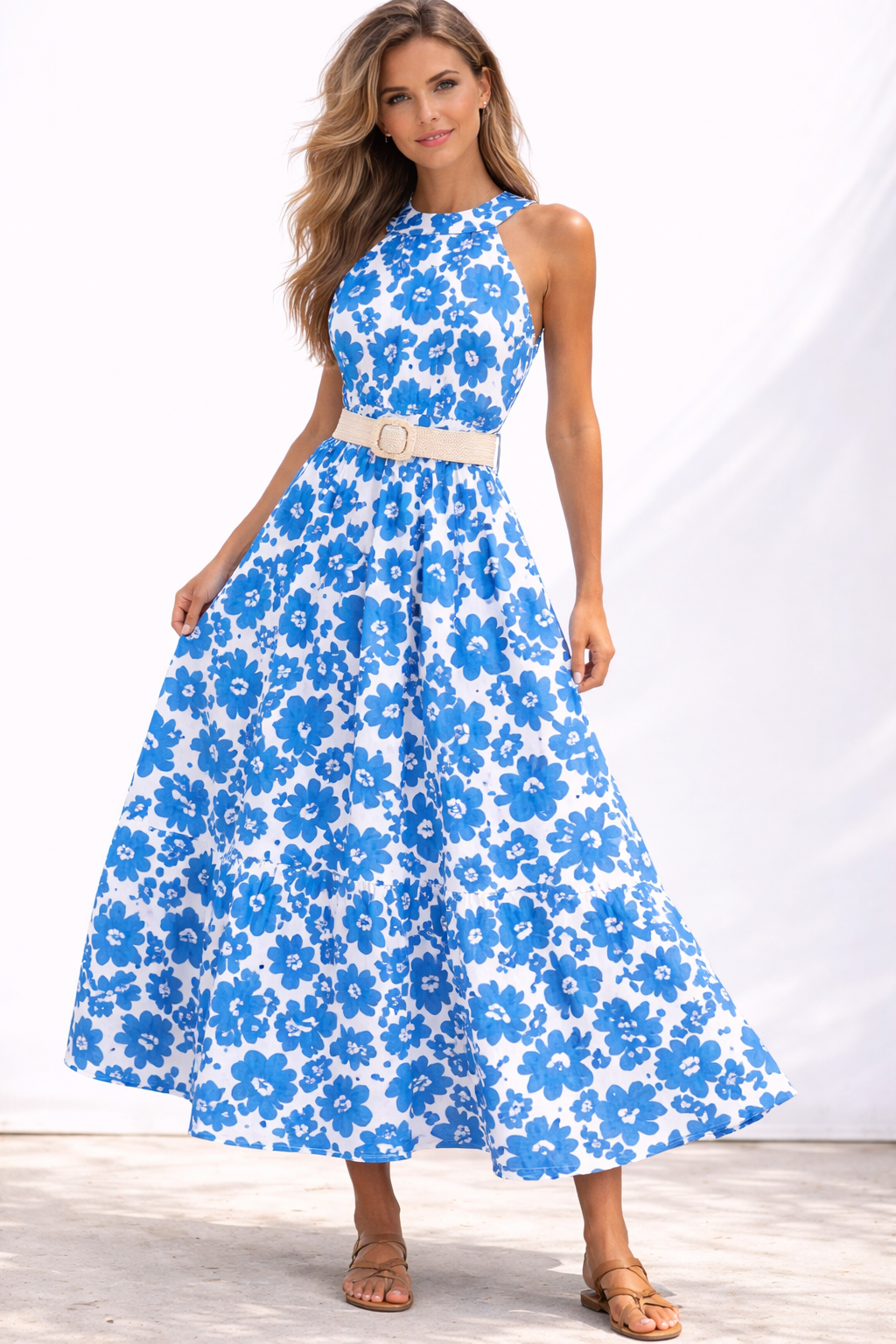 Floral Halter Maxi Dress – Summer Chic Style