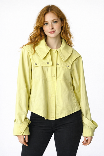 Cropped Oversized-Collar Jacket