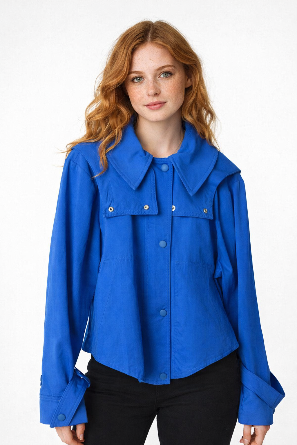 Cropped Oversized-Collar Jacket