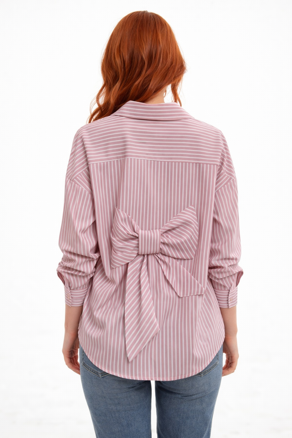Striped Shirt with Back Bow – ONE MORE women's shirt – view 5