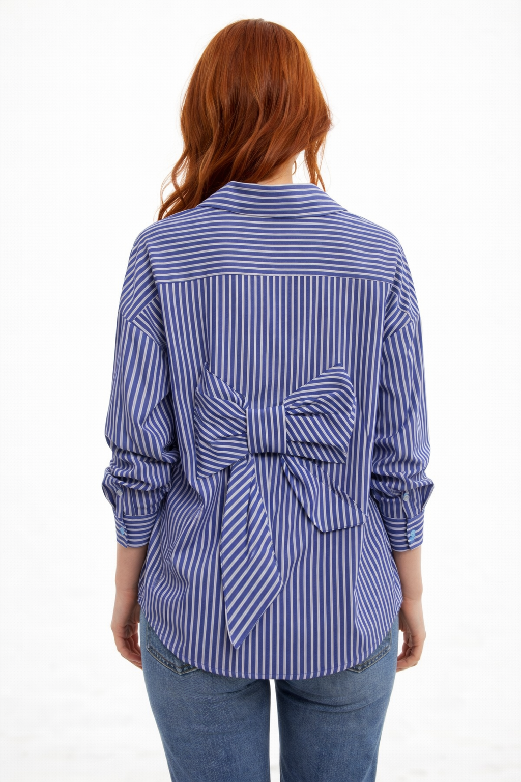 Striped Shirt with Back Bow – ONE MORE women's shirt – view 4