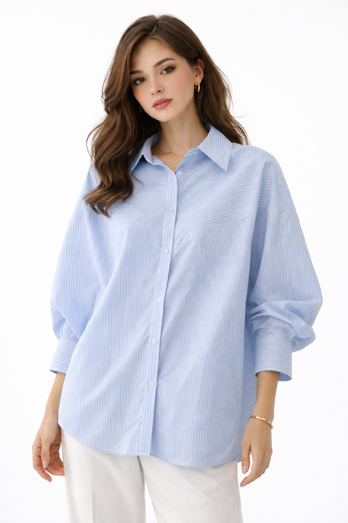 Striped Oversized Shirt – ONE MORE women's shirt – view 2