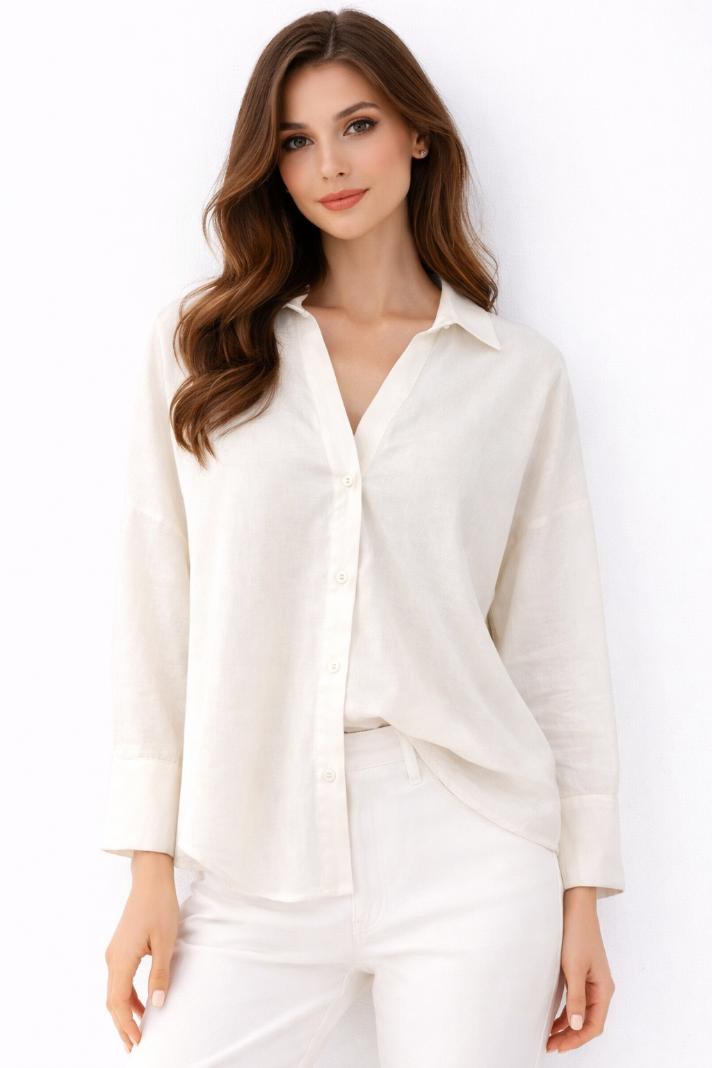 Oversized Linen Blouse with Relaxed Fit