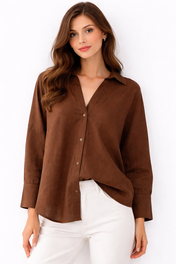 Oversized Linen Blouse with Relaxed Fit