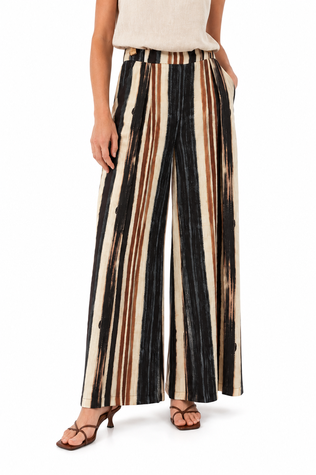 Viscose Wide-Leg Printed Pants