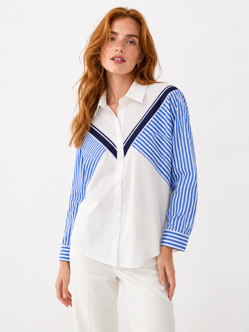 Contrast Stripe & Textured Panel Shirt