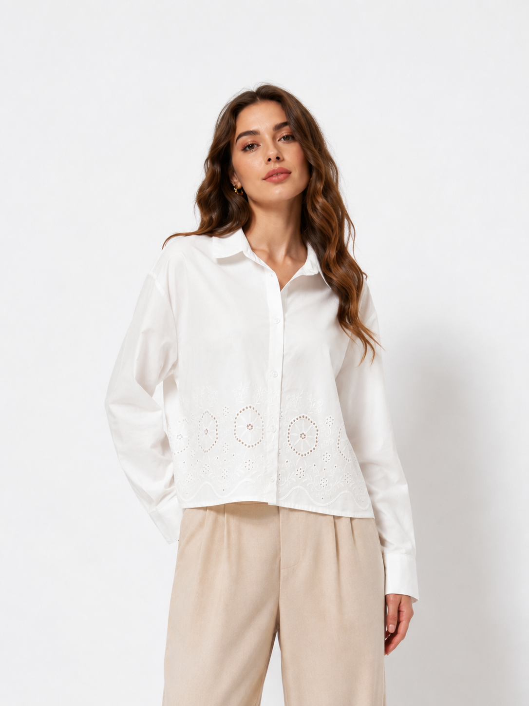 Embroidered Cropped Shirt