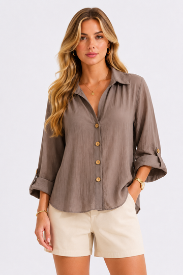 Viscose Button-Down Blouse