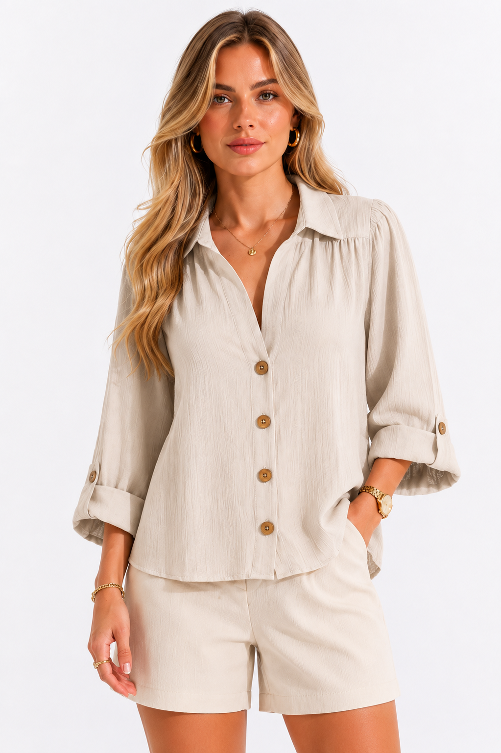 Viscose Button-Down Blouse