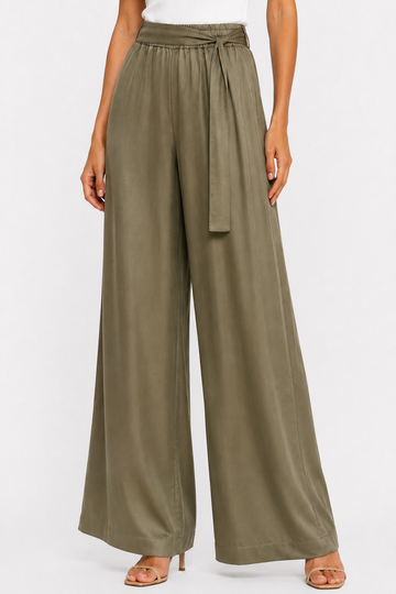 Wide-Leg Belted Pants