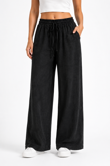Wide-Leg Linen Pants