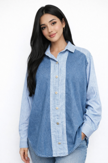 Women’s Denim Shirt with a Modern Elegant Design