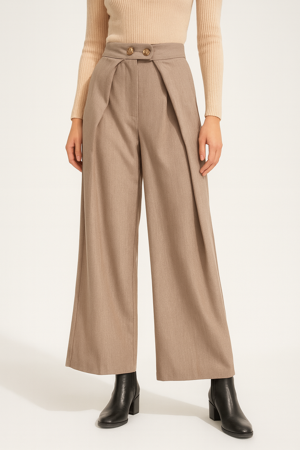 High-Waist Wide-Leg Tailored Pants