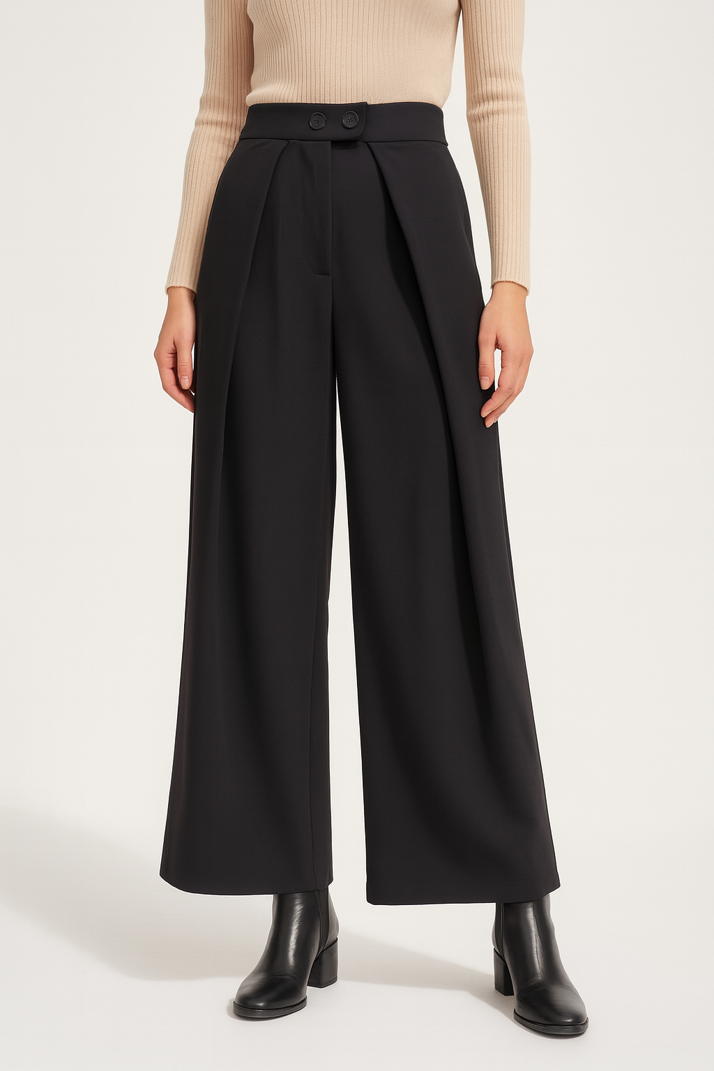 High-Waist Wide-Leg Tailored Pants