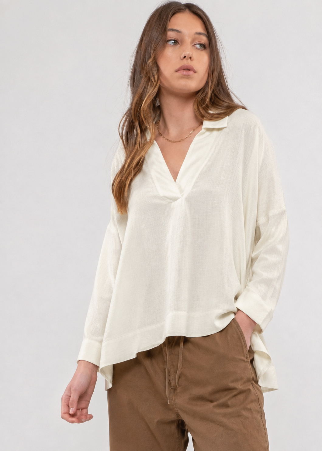 Relaxed Linen Blouse – ONE MORE women's blouse – view 2