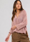 Relaxed Linen Blouse – ONE MORE women's blouse – view 3