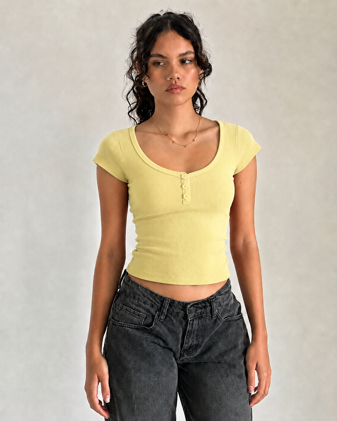 Ribbed Button Top – ONE MORE women's top – view 6