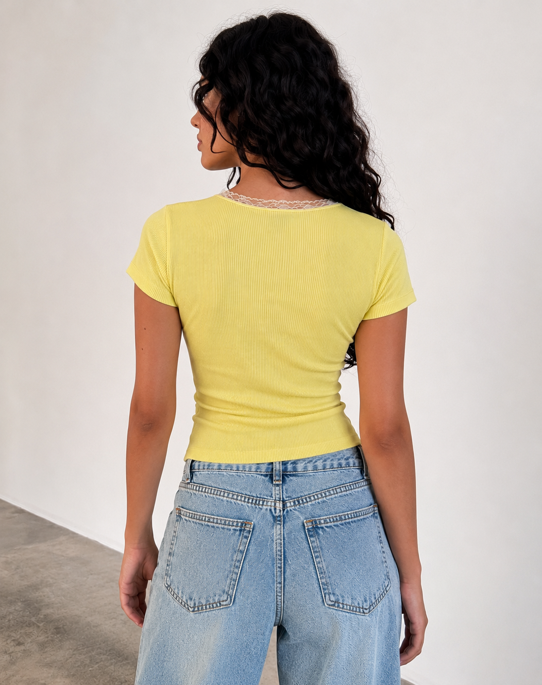 Ribbed Lace-Trim T-Shirt – ONE MORE women's T-shirt – view 8