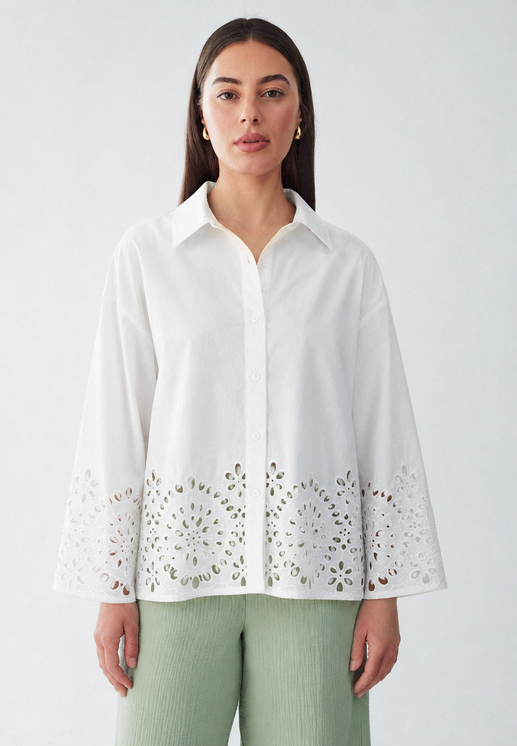 Eyelet Embroidered Relaxed Shirt