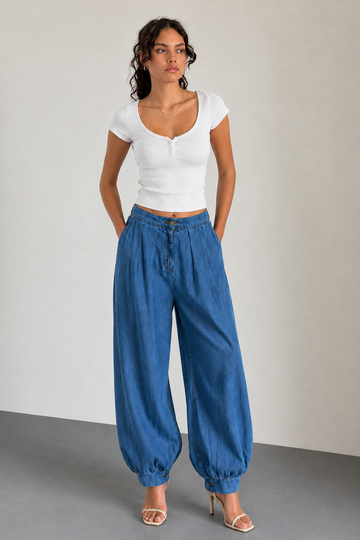 Ribbed Button Top
