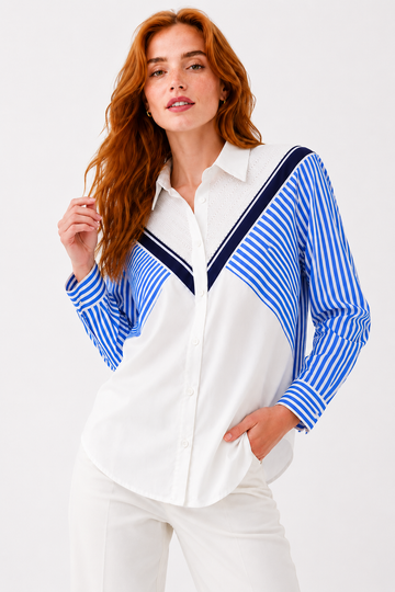 Contrast Stripe & Textured Panel Shirt