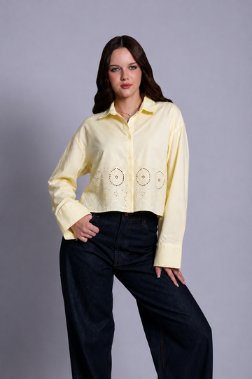 Embroidered Cropped Shirt