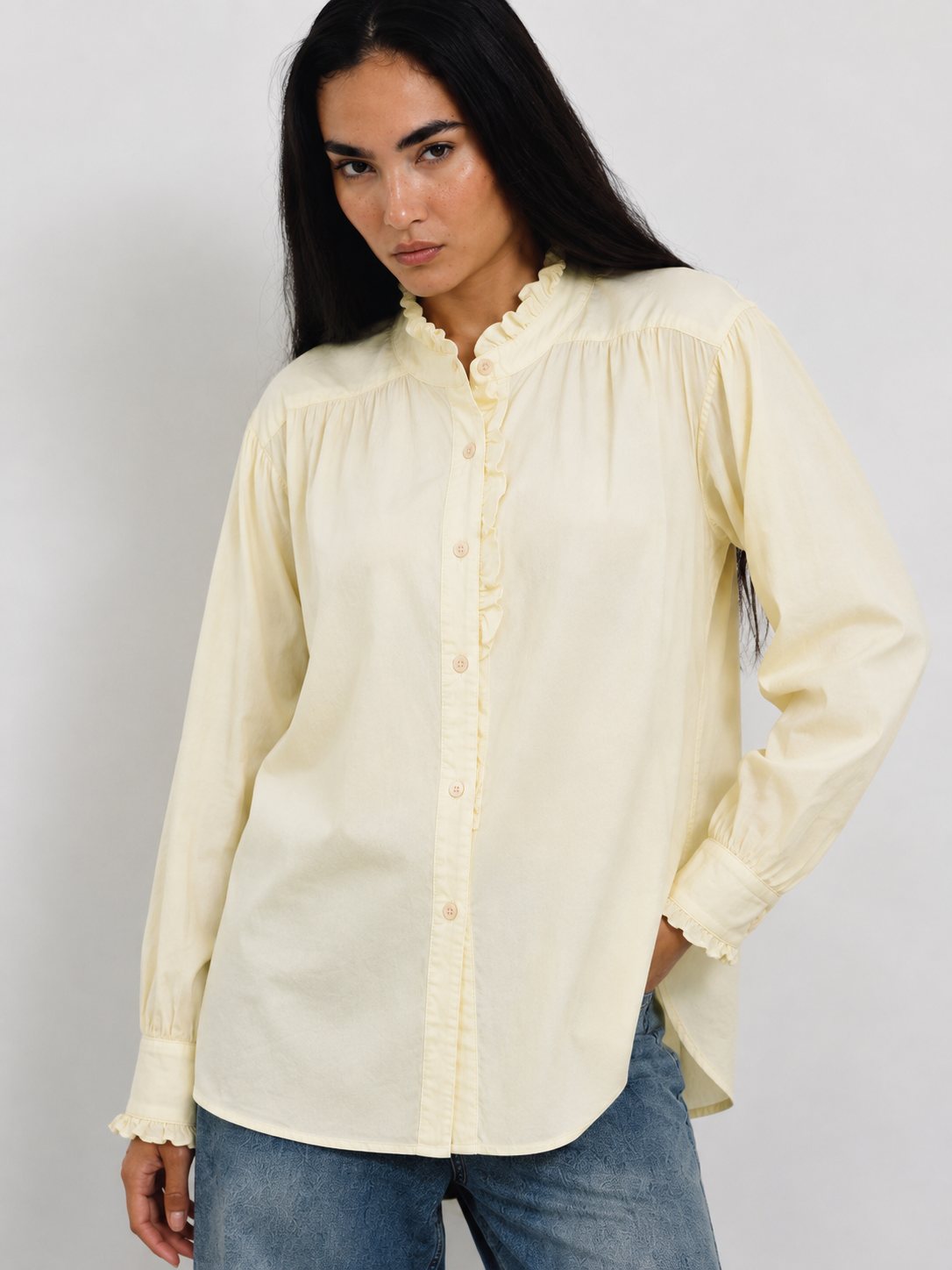 Poplin Ruffle Shirt