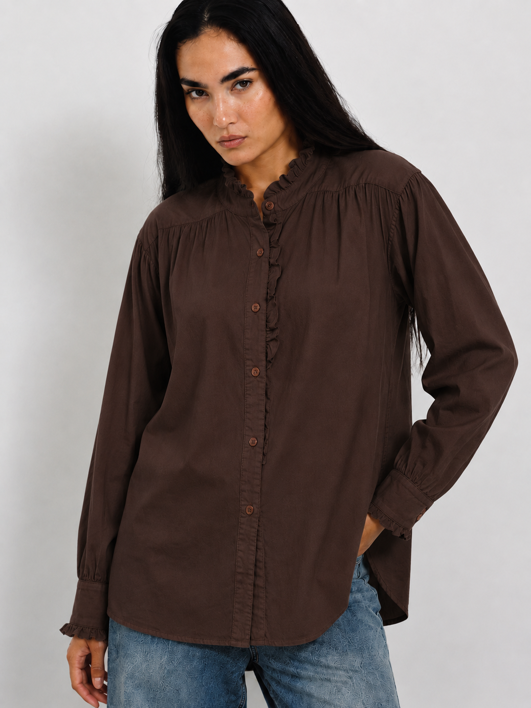 Poplin Ruffle Shirt – ONE MORE women's shirt – view 3