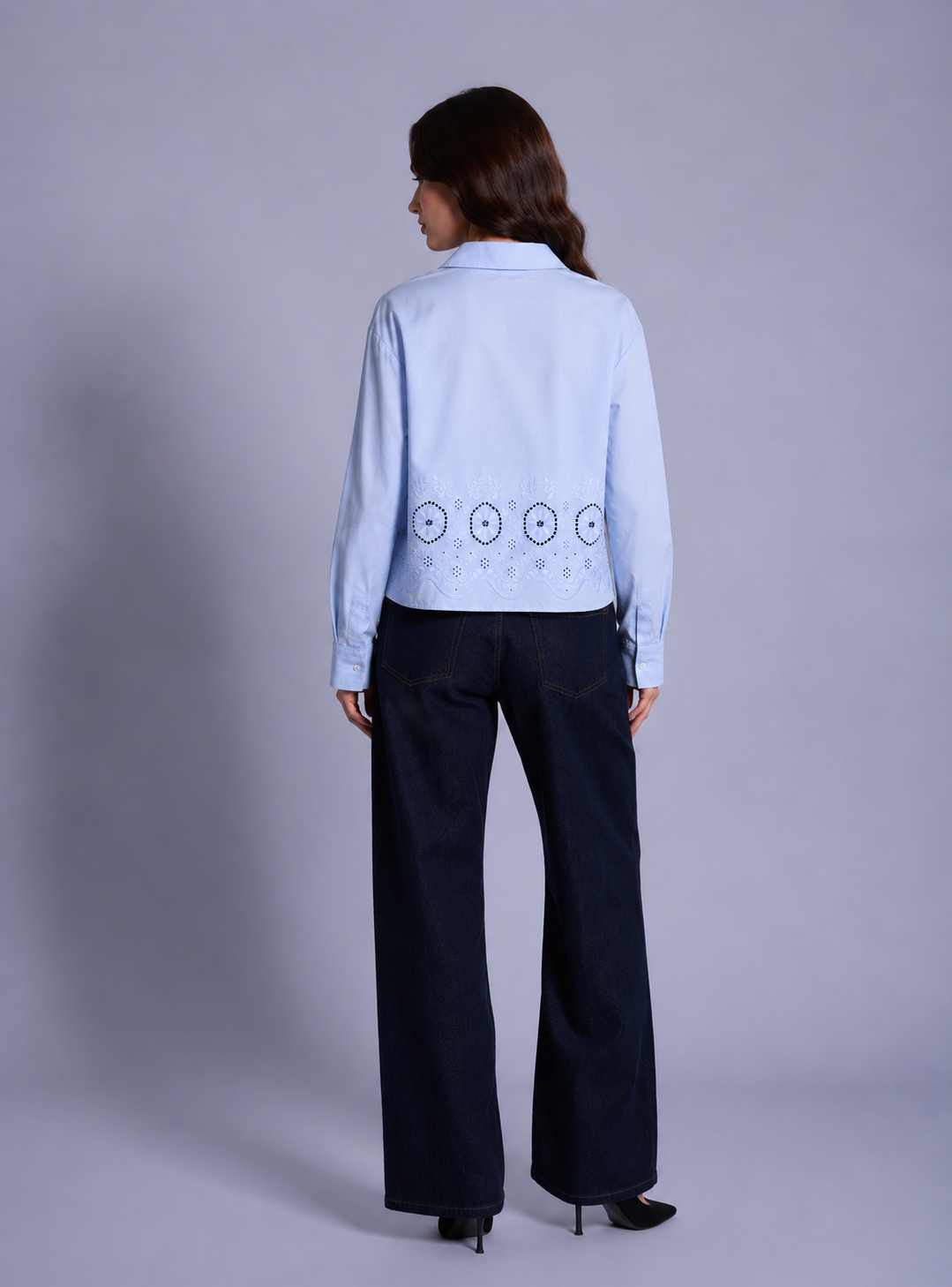 Embroidered Cropped Shirt – ONE MORE women's shirt – view 8