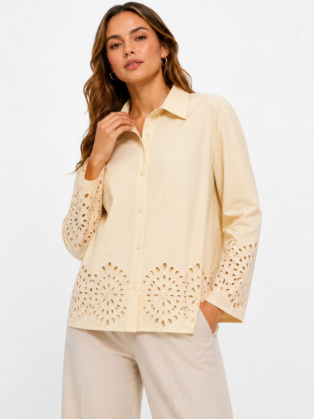 Eyelet Embroidered Relaxed Shirt