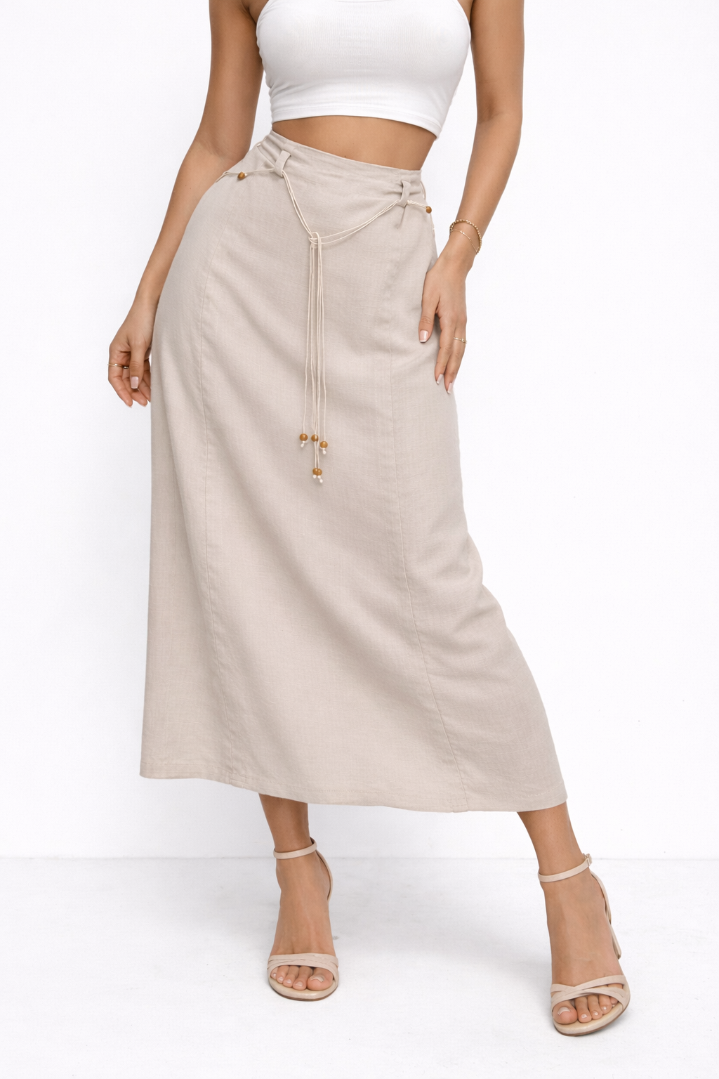 A-Line Skirt with Rope Belt – ONE MORE women's skirt – view 2